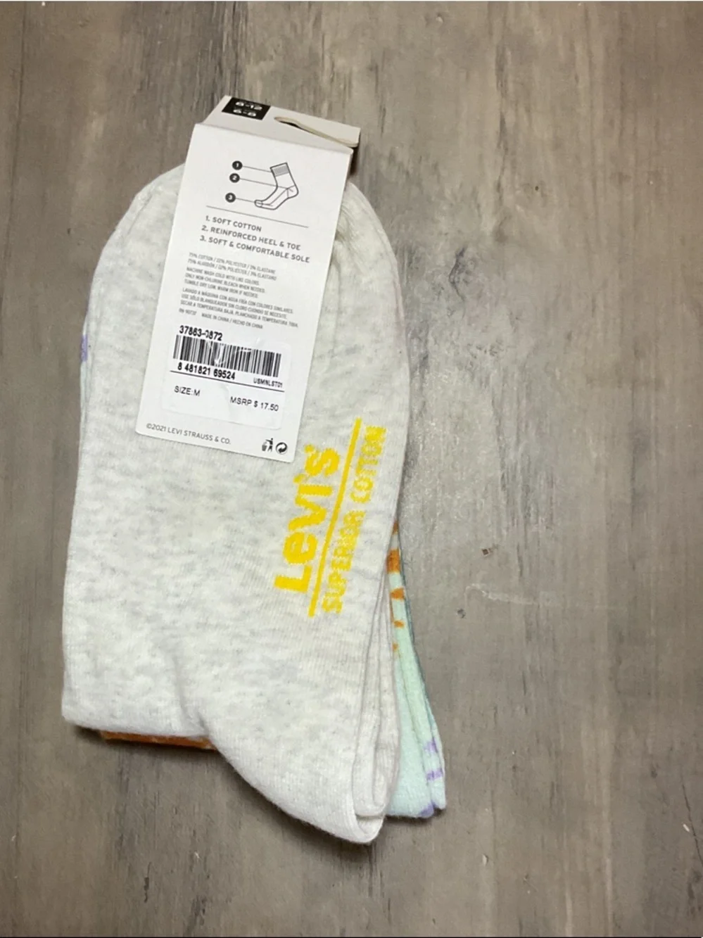 Levi's Tie-Dye Shorty Cut Socks - Turquoise, Orange, Purple (2 Pack)